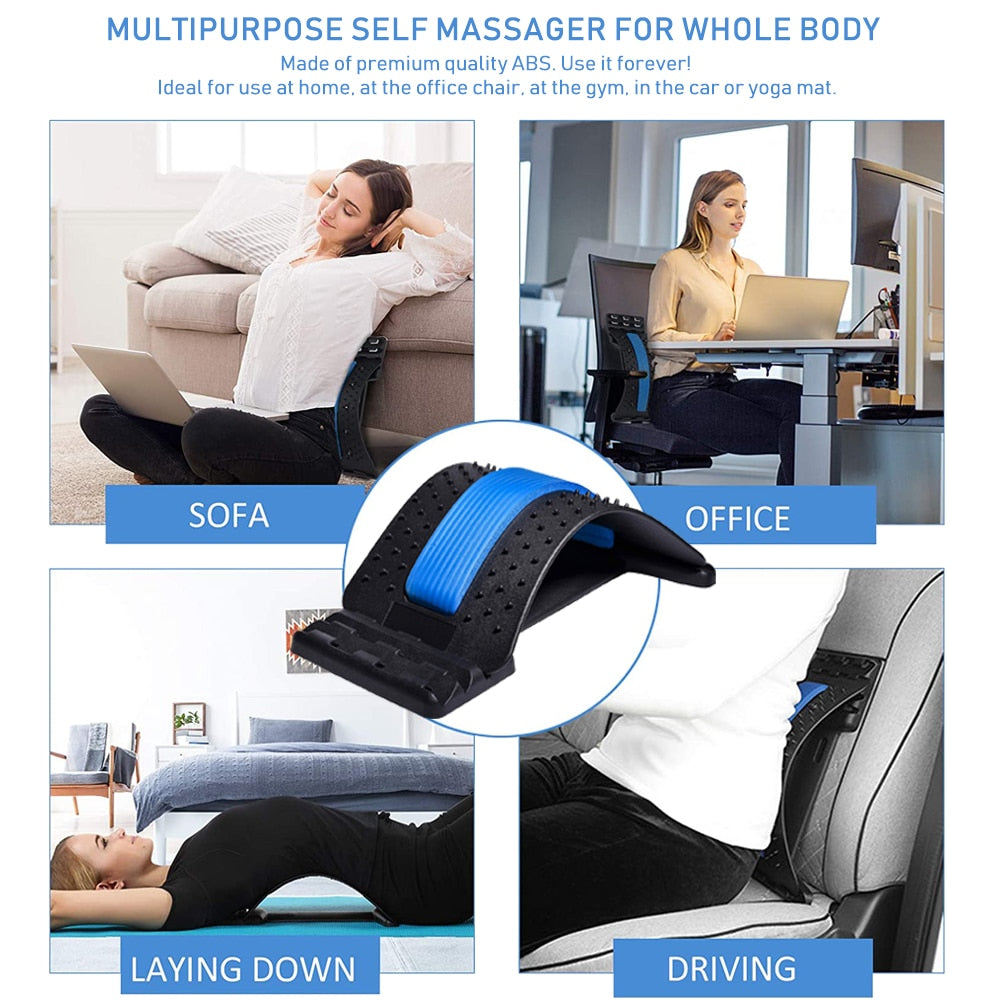 Multi-Level Back Massage Stretcher Device for Lower Back Pain Relief & Spinal Pain Relief