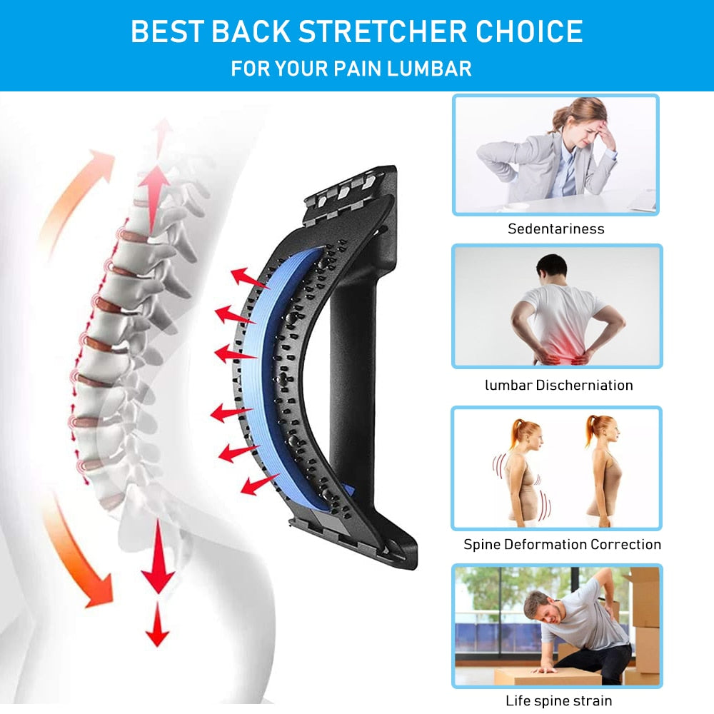 Multi-Level Back Massage Stretcher Device for Lower Back Pain Relief & Spinal Pain Relief