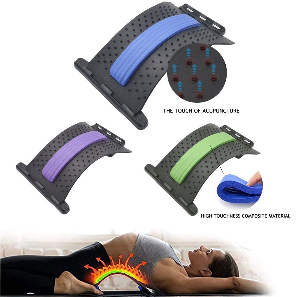 Multi-Level Back Massage Stretcher Device for Lower Back Pain Relief & Spinal Pain Relief