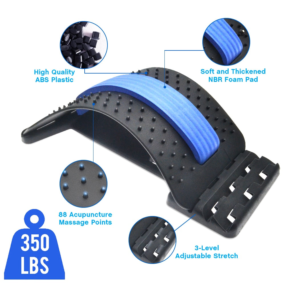 Multi-Level Back Massage Stretcher Device for Lower Back Pain Relief & Spinal Pain Relief