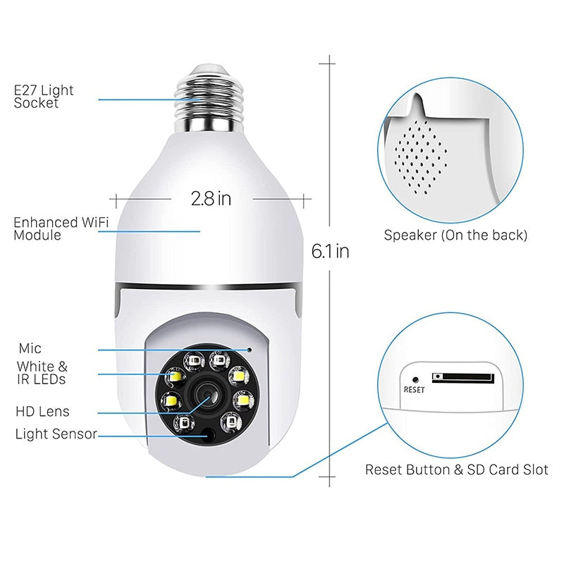 WiFi Wireless Night Vision Surveillance Camera Bulb